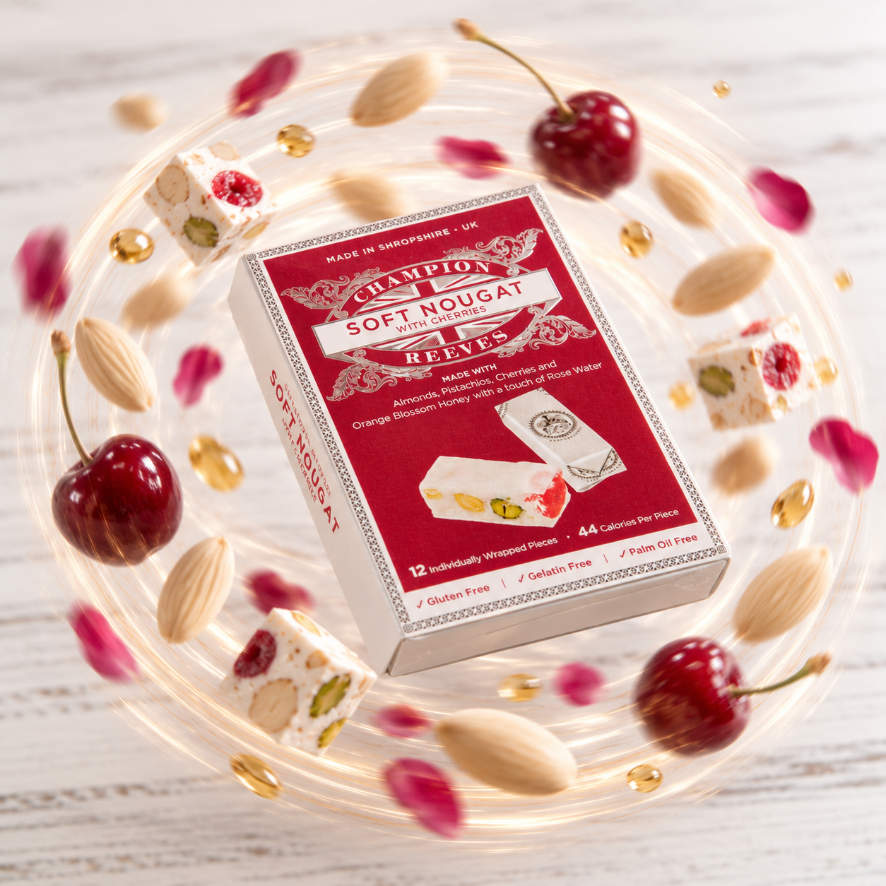 Soft White Nougat with Italian Rose Cherries (Gift Box)