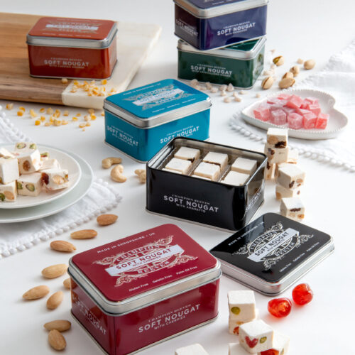 Soft Nougat Tin Collection (Cherry/Cashew/Pistachio) with Free ButterScotch Tin
