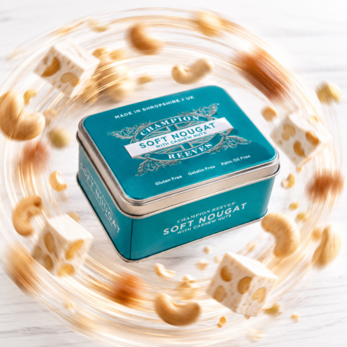 Soft White Nougat with Roasted Cashew, almonds and Turkish Delight (Tin)